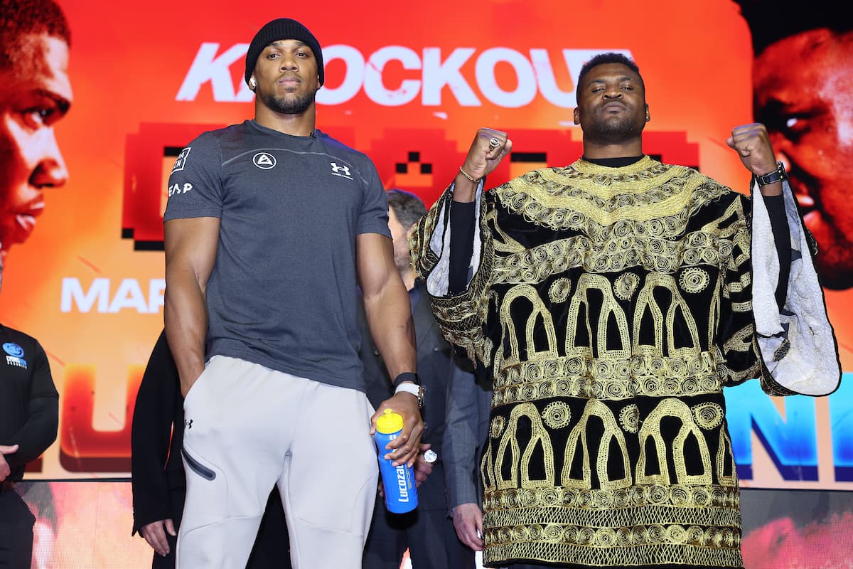 Anthony Joshua and Francis Ngannou at the launch press conference