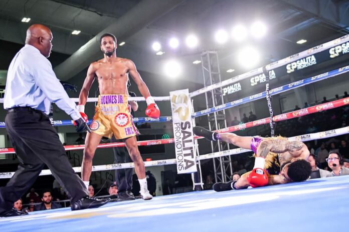 Ardreal Holmes Jr TKO's Marlon Harrington at Big Time Boxing USA