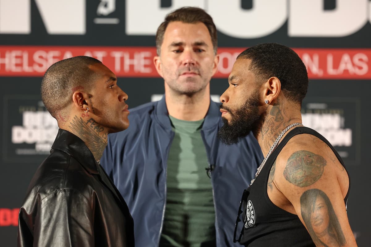 Conor Benn vs Peter Dobson faceoff