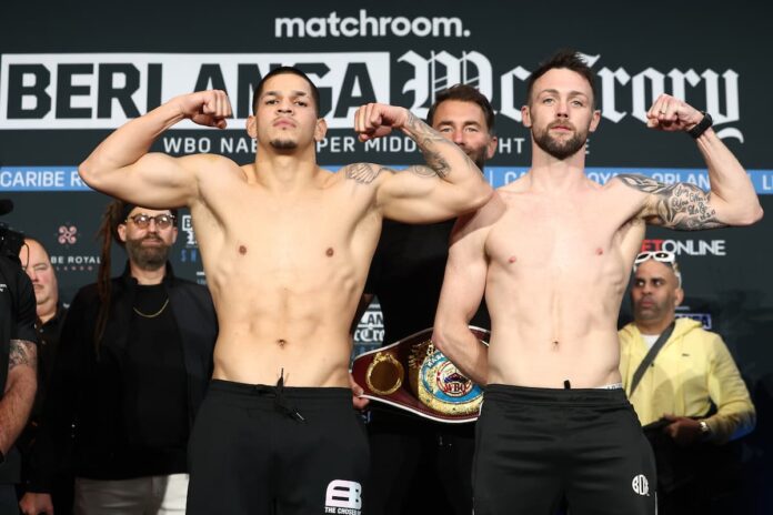 Edgar Berlanga vs Padraig McCrory on weight in Orlando