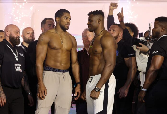 Anthony Joshua vs Francis Ngannou faceoff live from Kingdom Arena in Riyadh, Saudi Arabia