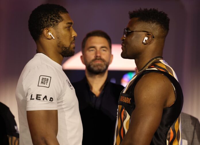 Anthony Joshua and Francis Ngannou go face to face at the final pre-fight press conference