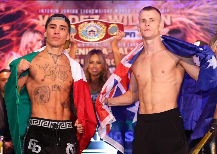 Oscar Valdez vs Liam Wilson faceoff live from Desert Diamond Arena in Glendale, AZ