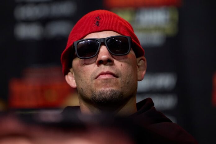 Nate Diaz at the press conference ahead of his bout against Jorge Masvidal