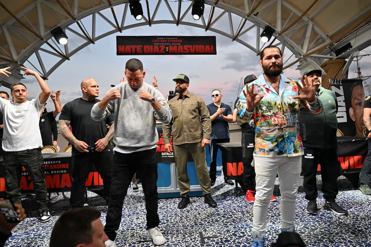 Nate Diaz and Jorge Masvidal at the press conference