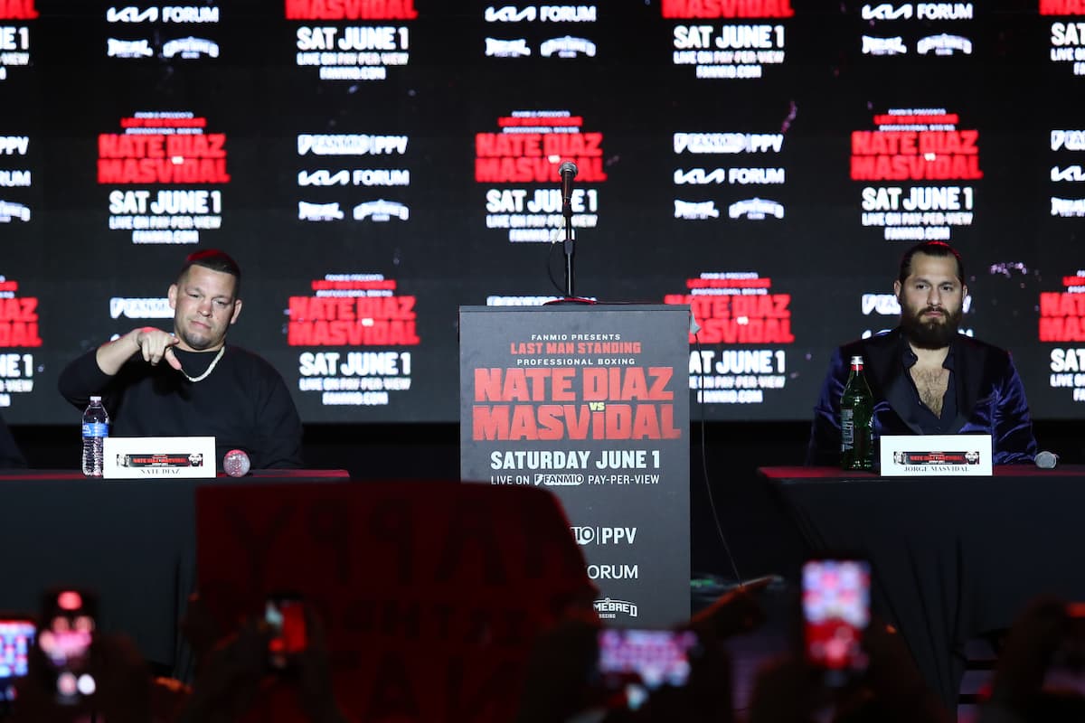 Natie Diaz and Jorge Masvidal at the press conference 