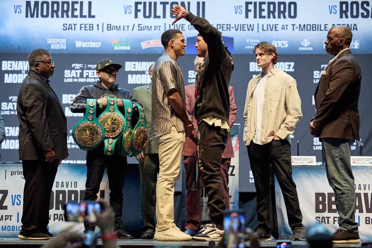 Photos: David Benavidez vs David Morrell first face-off - FIGHTMAG