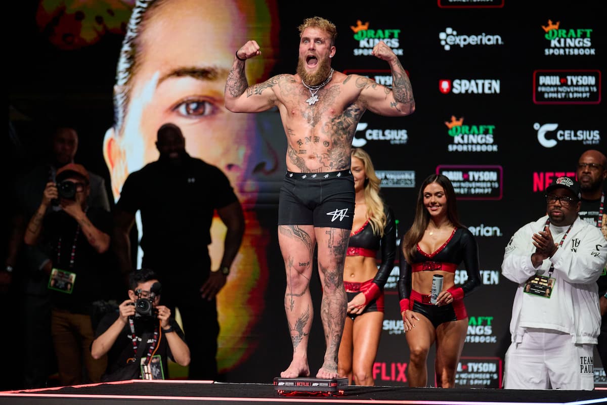 Jake Paul weighs-in for his fight against Mike Tyson