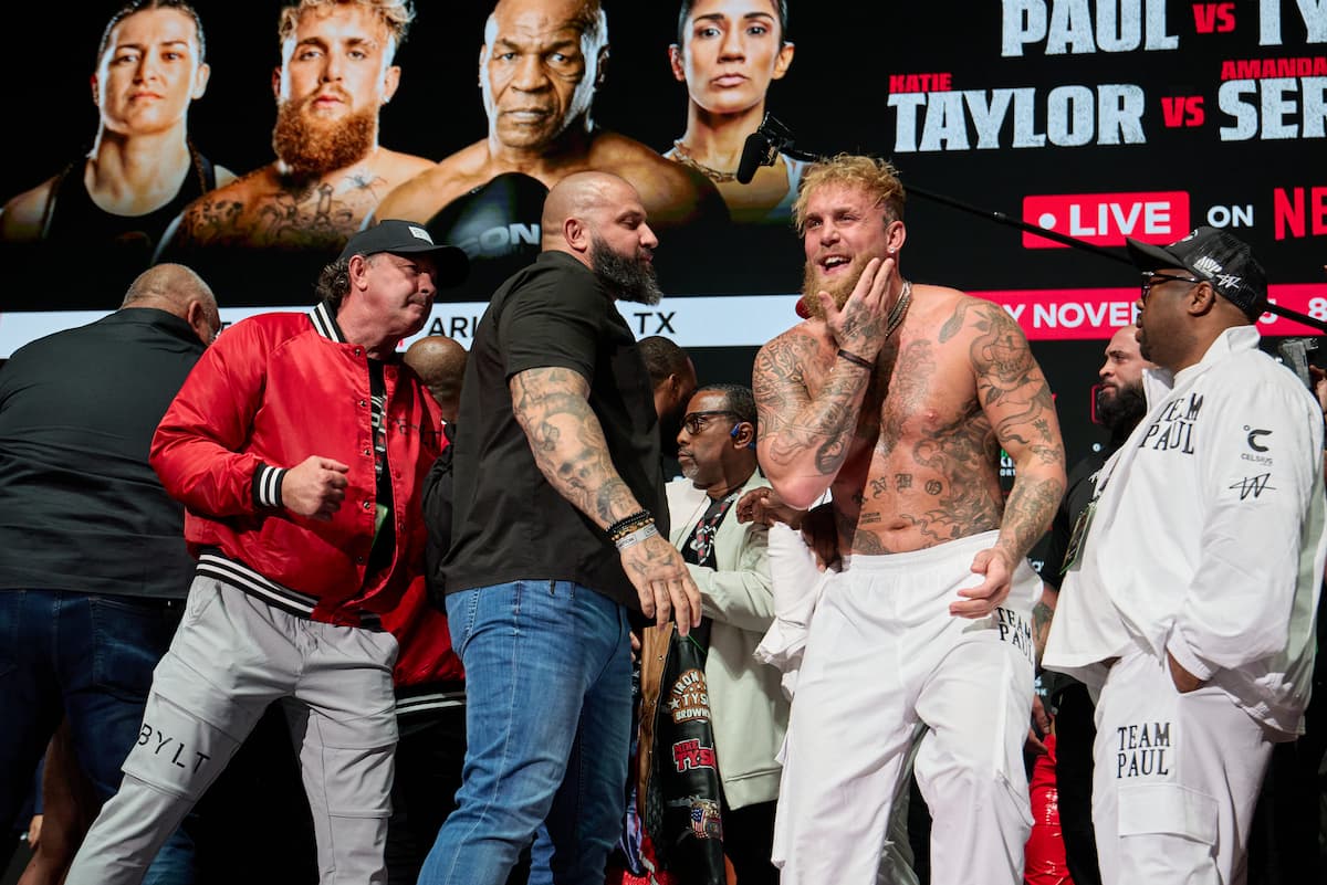 Photos: Jake Paul gets slapped at weigh-ins ahead of Mike Tyson fight