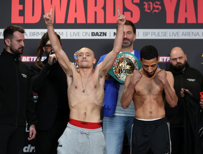 Sunny Edwards and Galal Yafai at the weigh-ins