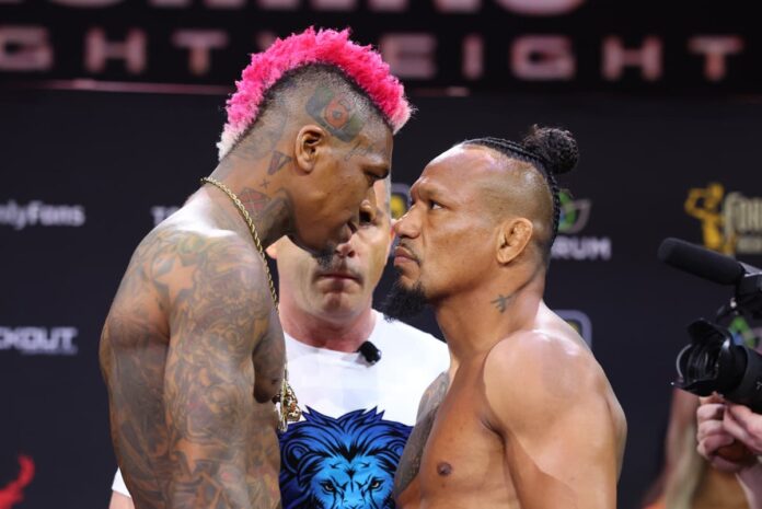 Howard Davis and Luis Palomino face each other at the BKFC 70 Hollywood weigh-in