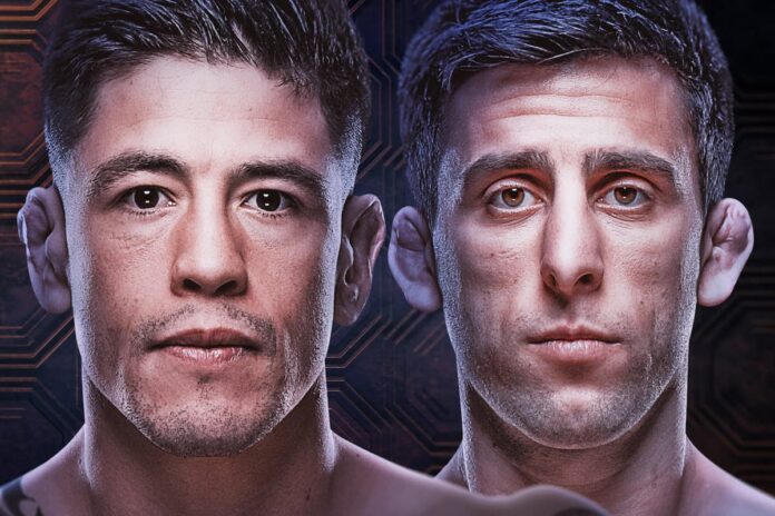 UFC Mexico City image featuring the faces of Brandon Moreno and Steve Erceg, promoting their MMA bout