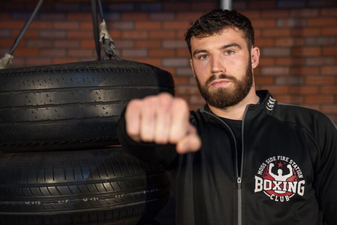 Pat Brown at Moss Side Fire Station in Manchester, England, ahead of his boxing bout against Federico Javier Grandone