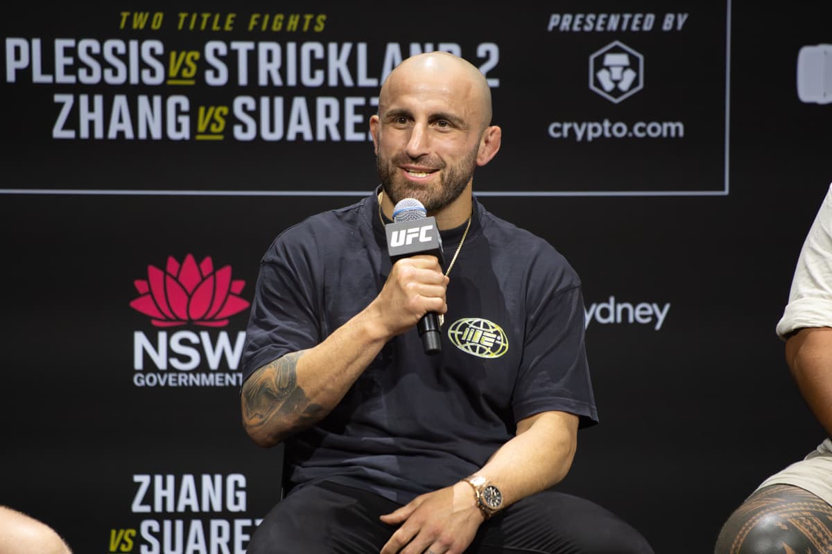 Alexander Volkanovski during the UFC 312 Q&A