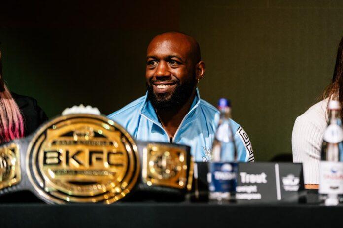 Austin Trout during the BKFC Dubai press conference ahead of his bout against Carlos Trinidad-Snake