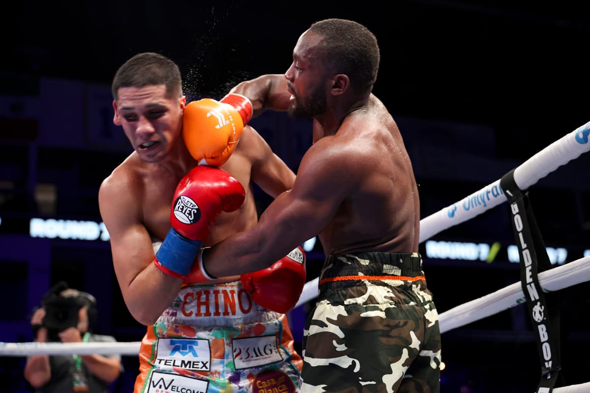 Charles Conwell punches Jorge Garcia Perez during their boxing bout