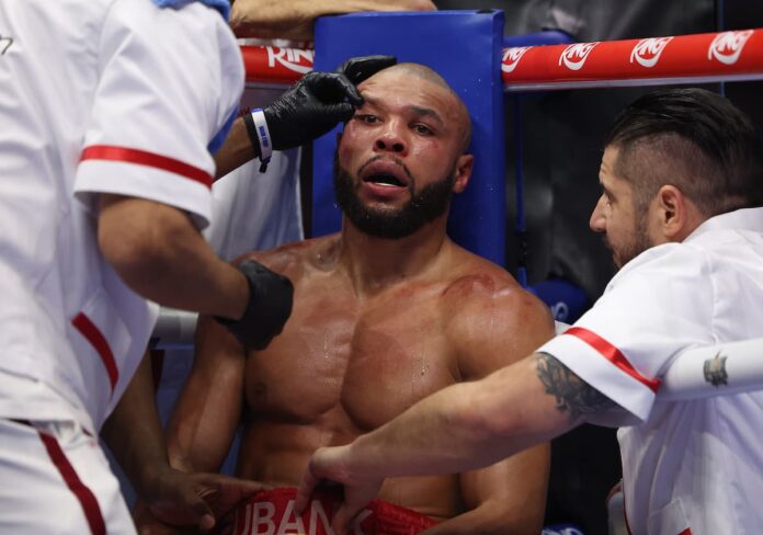 Chris Eubank Jr during his boxing bout against Conor Benn in London