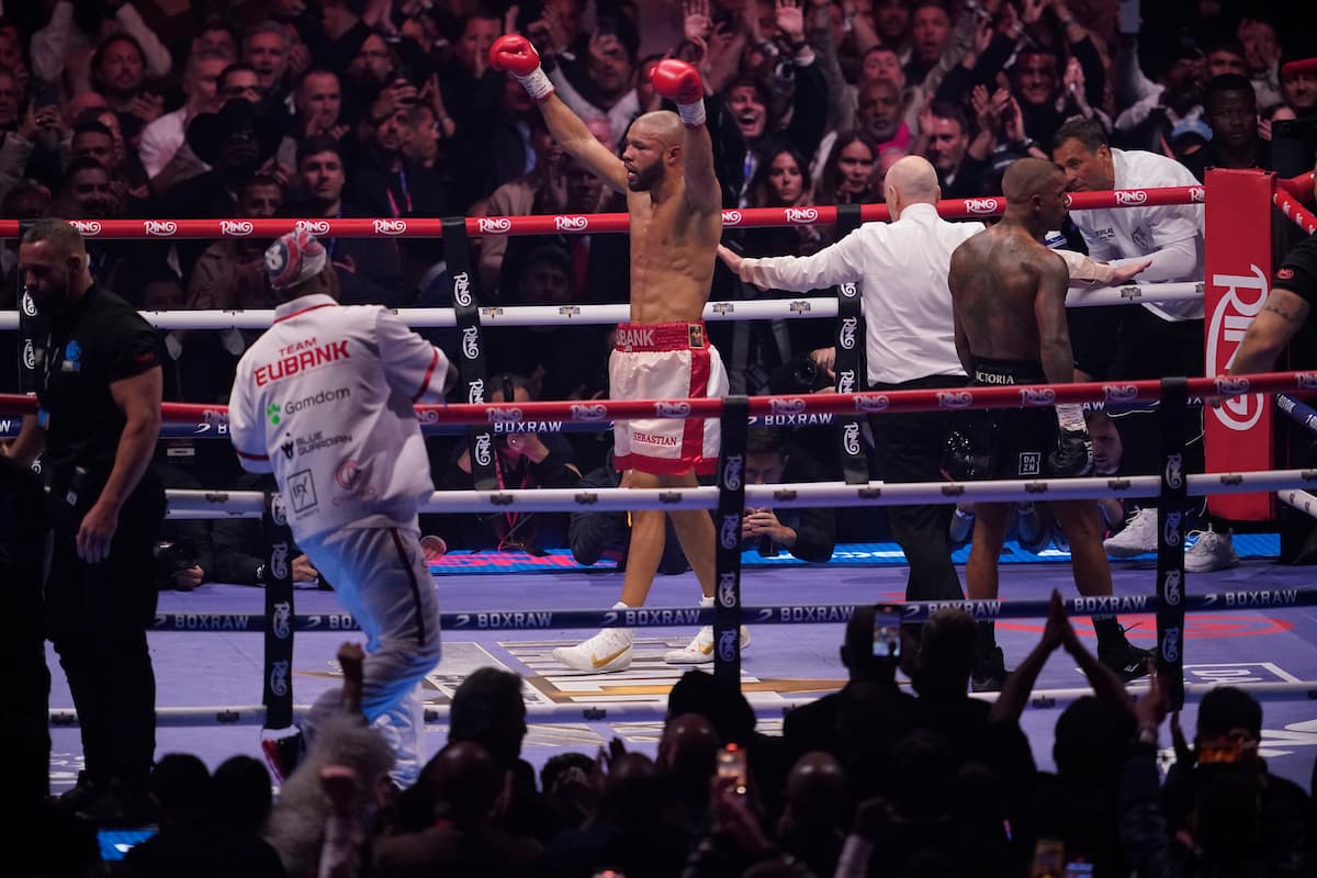 Chris Eubank Jr and Conor Benn at the end of their boxing bout