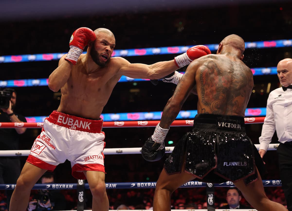 Chris Eubank Jr throws a jab during his bout against Conor Benn