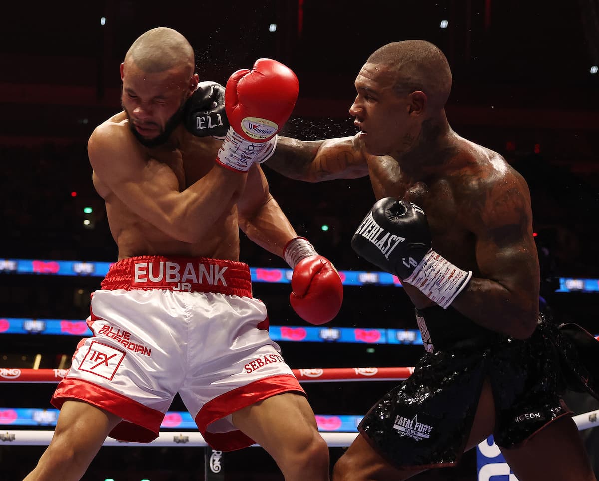 Conor Benn lands a punch during his bout against Chris Eubank Jr