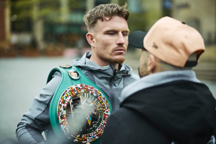Dalton Smith and Mathieu Germain face off ahead of their boxing match in Sheffield