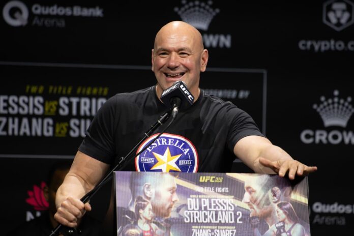 Dana White during a UFC 312 press conference