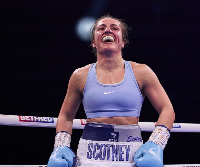 Ellie Scotney during her boxing bout against Segolene Lefebvre