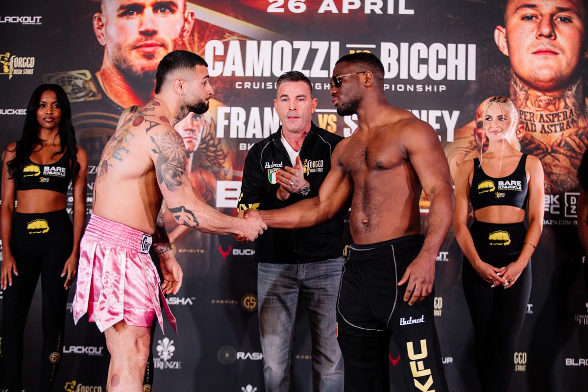 Enzo Tobbia and Michael Igwegbe shake hands