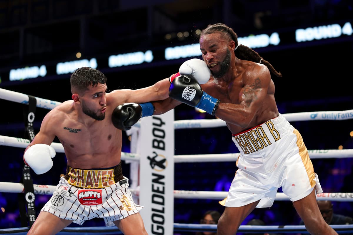 Jorge Chavez punches Brandon Douglas during their bout
