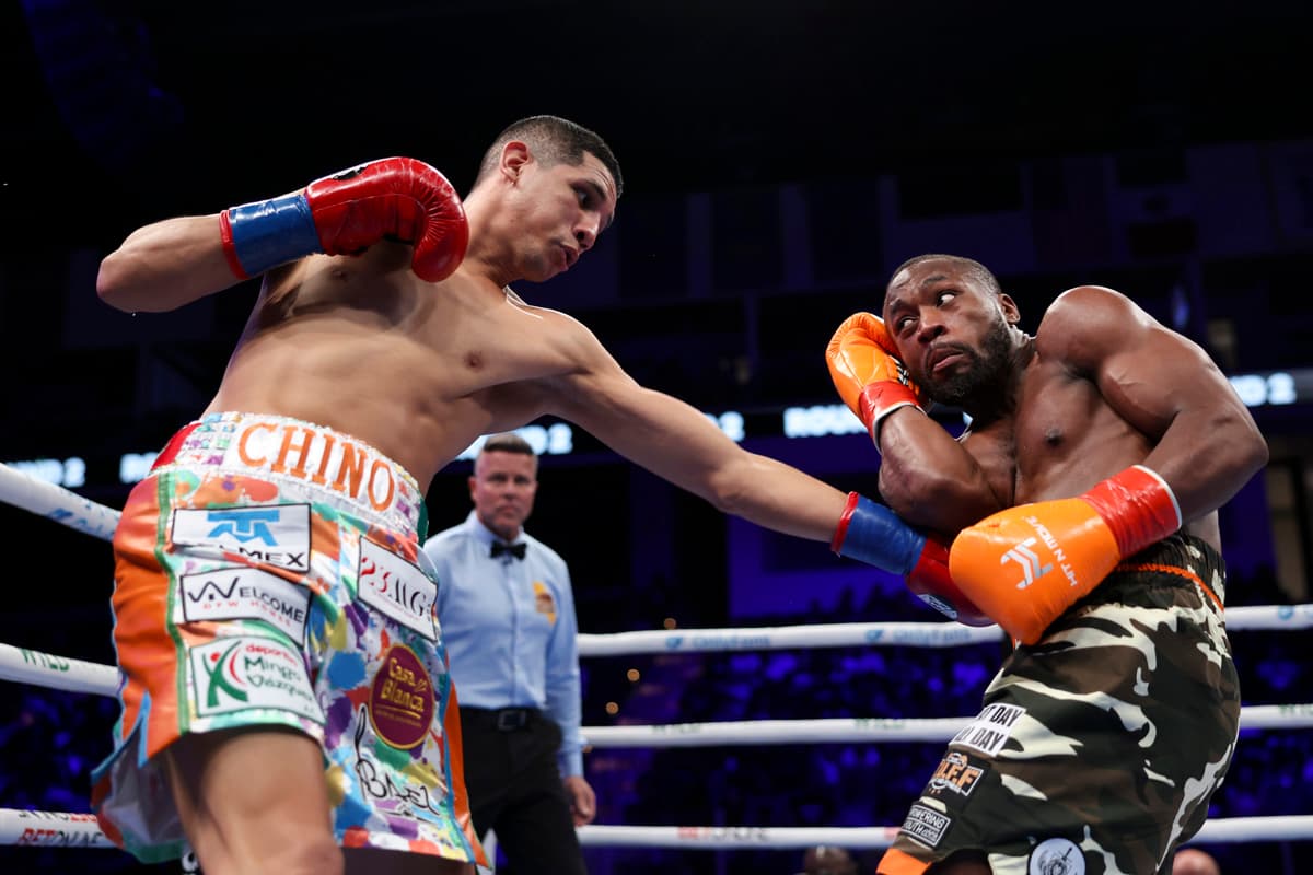 Jorge Garcia Perez lands a body shot during his bout against Charles Conwell