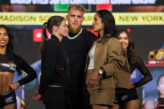 Katie Taylor and Amanda Serrano face off at a press conference in New York City ahead of their trilogy fight
