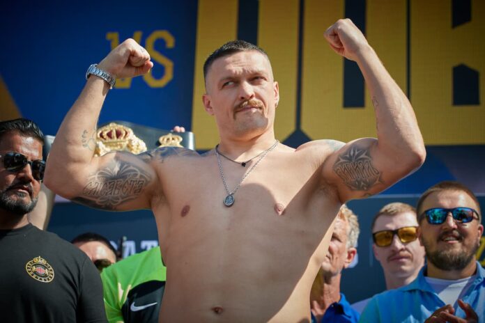 Oleksandr Usyk at the weigh-in ahead of his boxing bout against Daniel Dubois