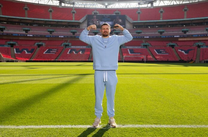 Oleksandr Usyk at Wembley Stadium ahead of his boxing rematch with Daniel Dubois