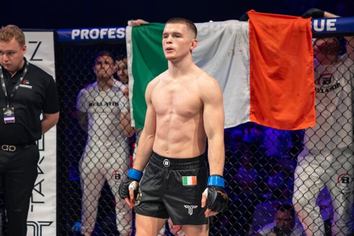 Paul Hughes during his MMA bout against Usman Nurmagomedov at PFL Champions Series 1 in Dubai