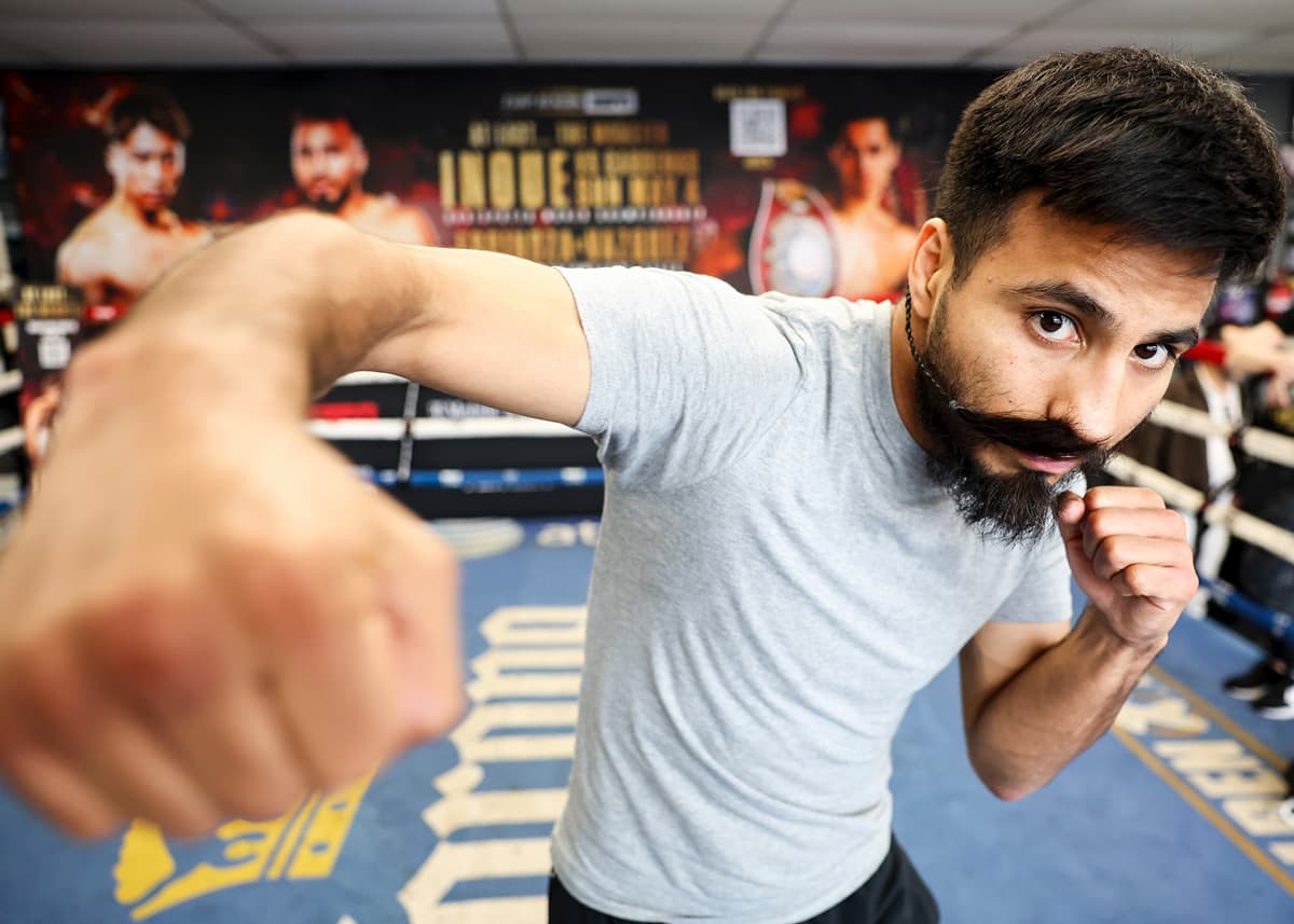 Ramon Cardenas at a media workout ahead of his bout against Naoya Inoue