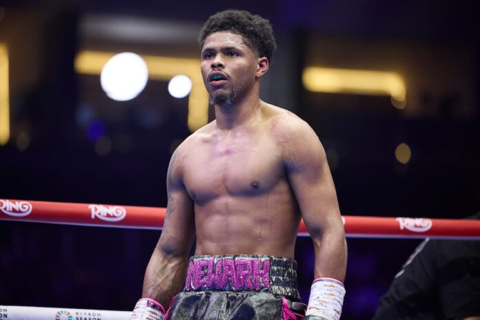 Shakur Stevenson during his boxing bout against Josh Padley