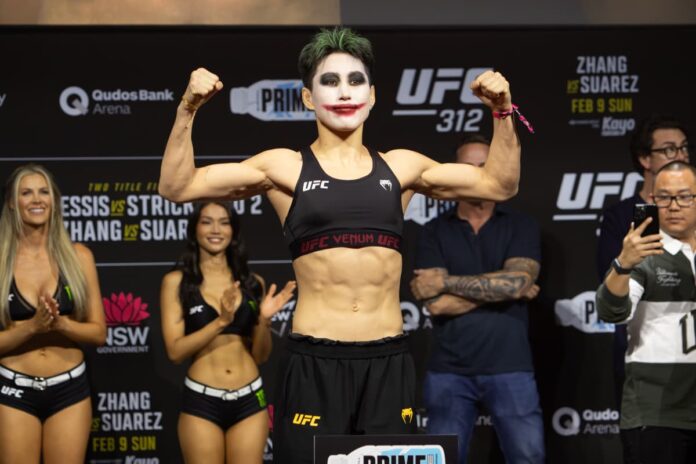 Wang Cong at the UFC 312 weigh-in on