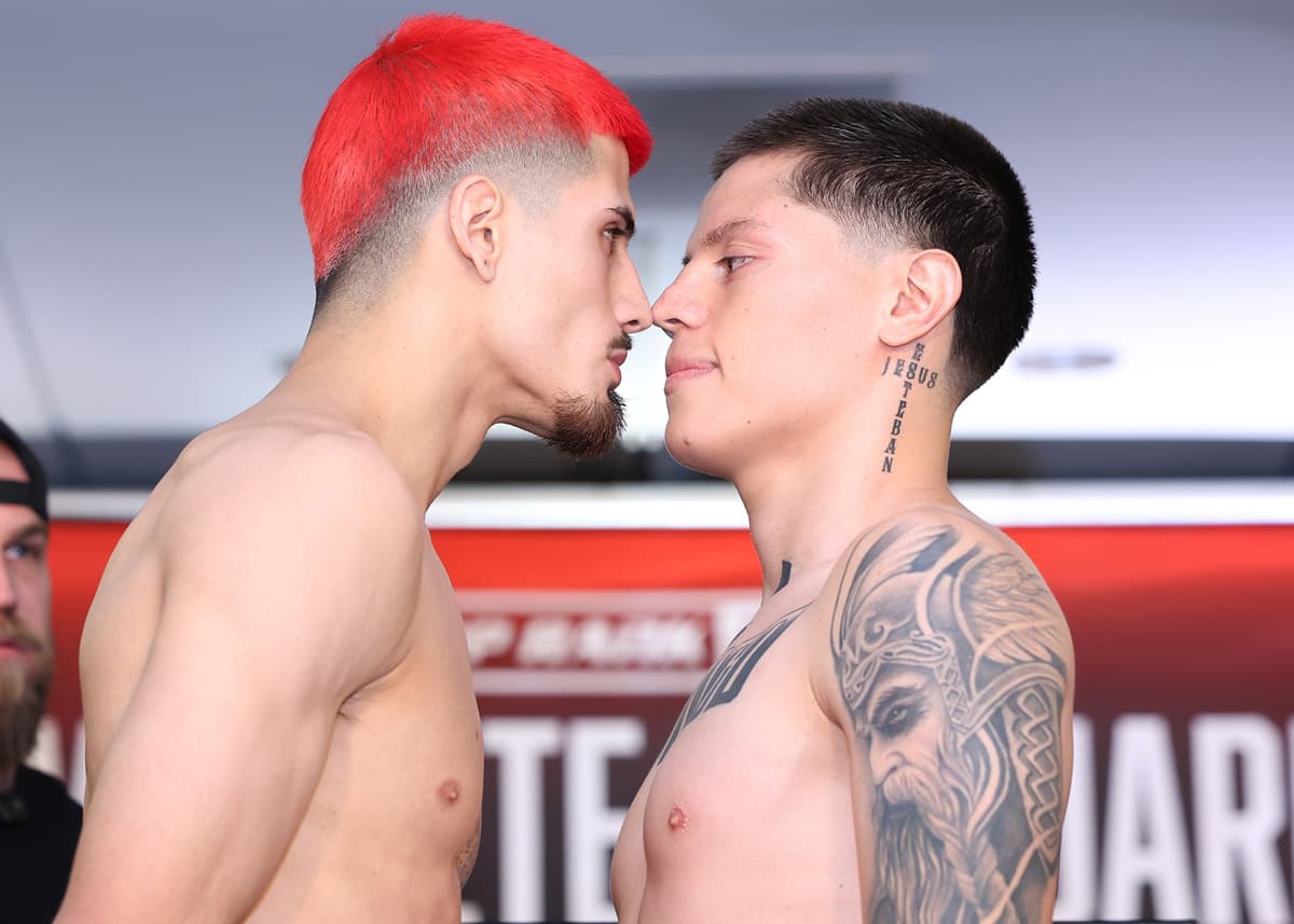 Alan Garcia and Cristian Medina Garcia at the weigh-in ahead of their bout