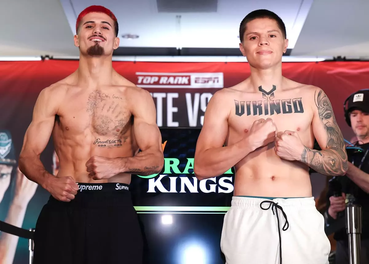 Alan Garcia and Cristian Medina Garcia at the weigh-in ahead of their bout