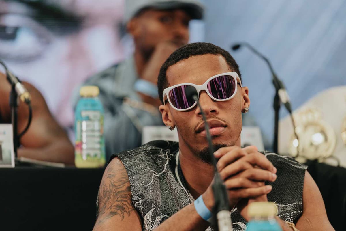 Amir Anderson during the Misfits Boxing 21 press conference in Derby, England