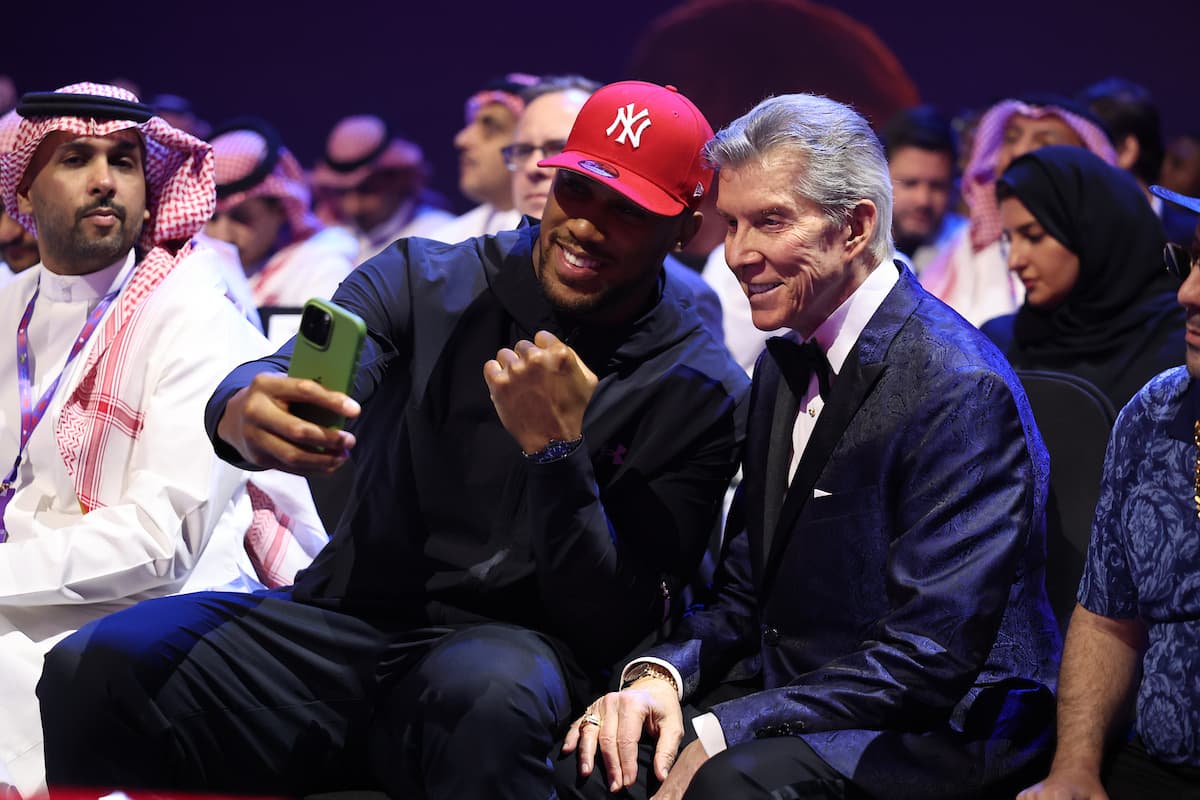 Anthony Joshua and Michael Buffer during the Canelo vs Scull event