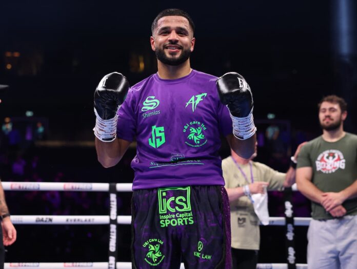 Aqib Fiaz after his victory over Lydon Chircop in Manchester
