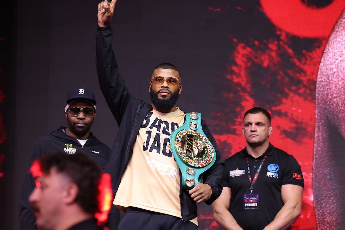 Badou Jack at the weigh-in ahead of his bout against Noel Mikaelian
