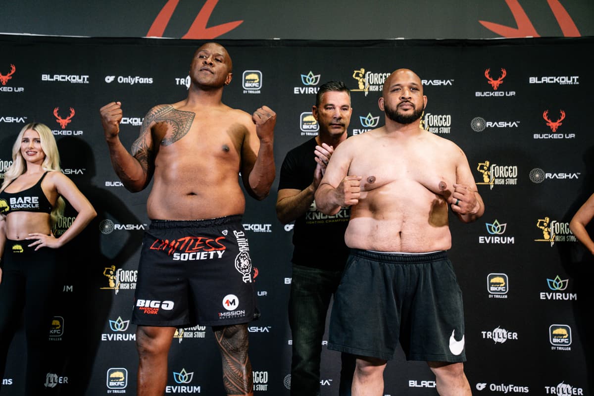 Ben Moa and Bobby Brents at the BKFC 74 Salt Lake City weigh-in