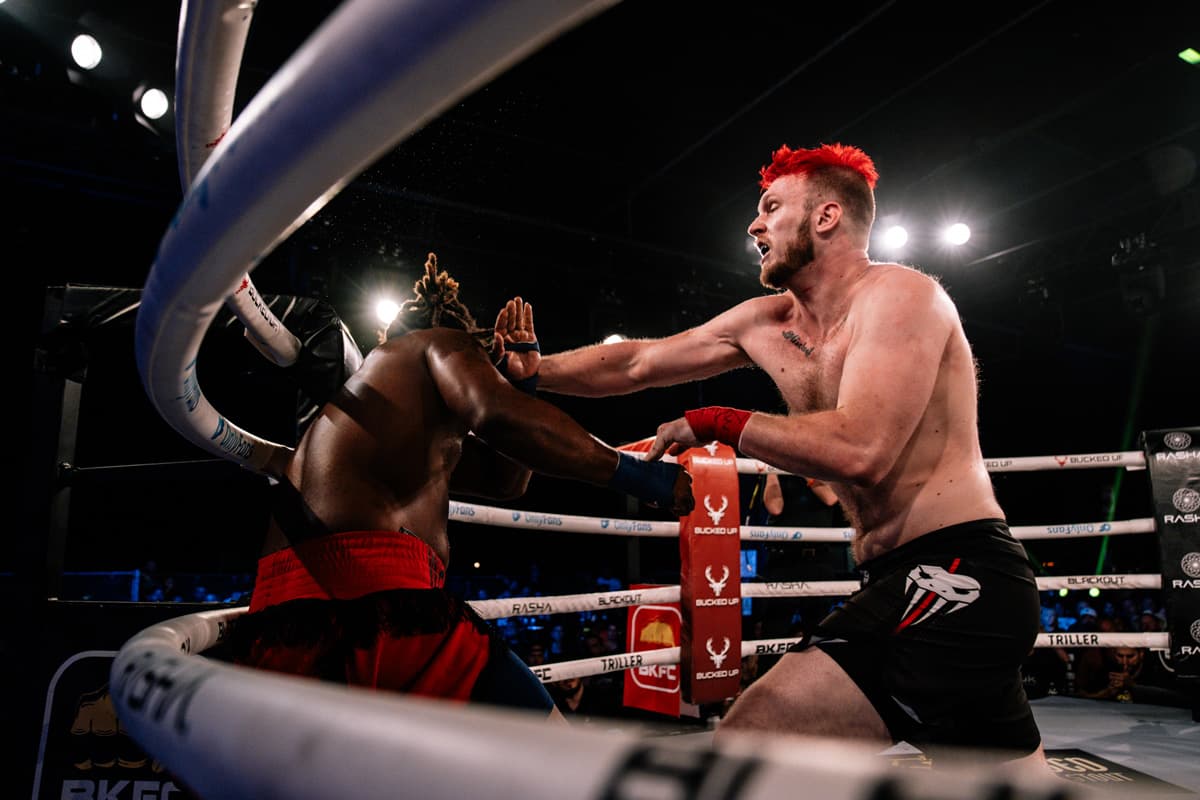 Brady Meister punches Joseph White during their bout at BKFC Clearwater