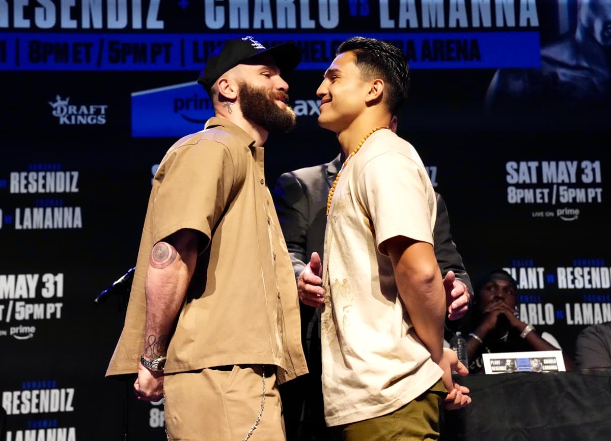 Caleb Plant and Armando Resendiz come face-to-face at the press conference ahead of their boxing bout