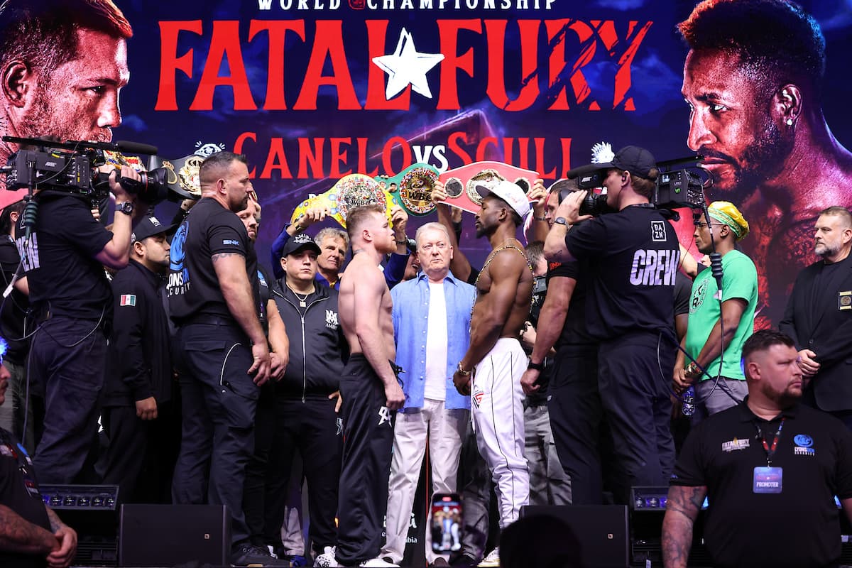 Canelo Alvarez and William Scull come face-to-face at the weigh-in