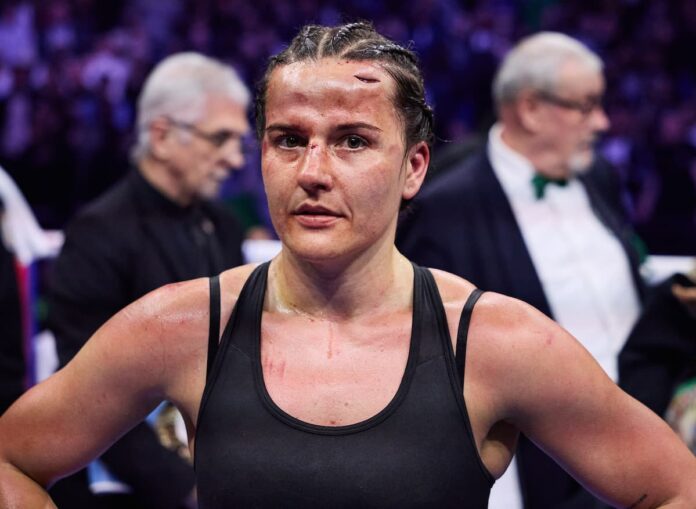 Chantelle Cameron during her boxing bout against Katie Taylor