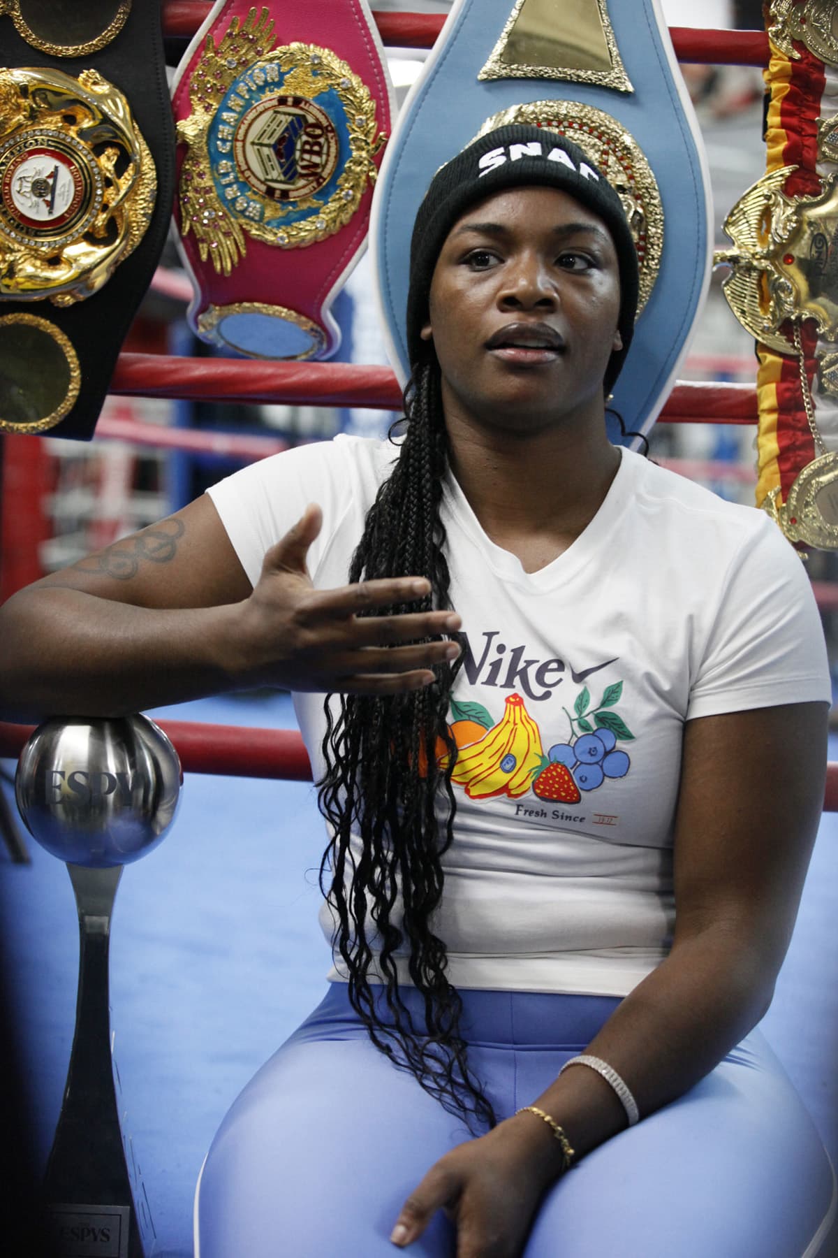 Claressa Shields during a media workout at Gleason's Gym in Brooklyn