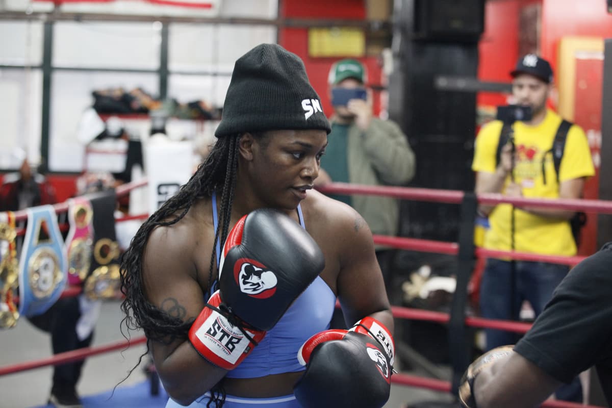 Claressa Shields during a media workout at Gleason's Gym in Brooklyn